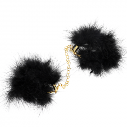 Esposas de Plumas Negras con Cadena Dorada Modelo 2