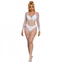 Bodystocking con Diamantes Manga Larga Blanco TU