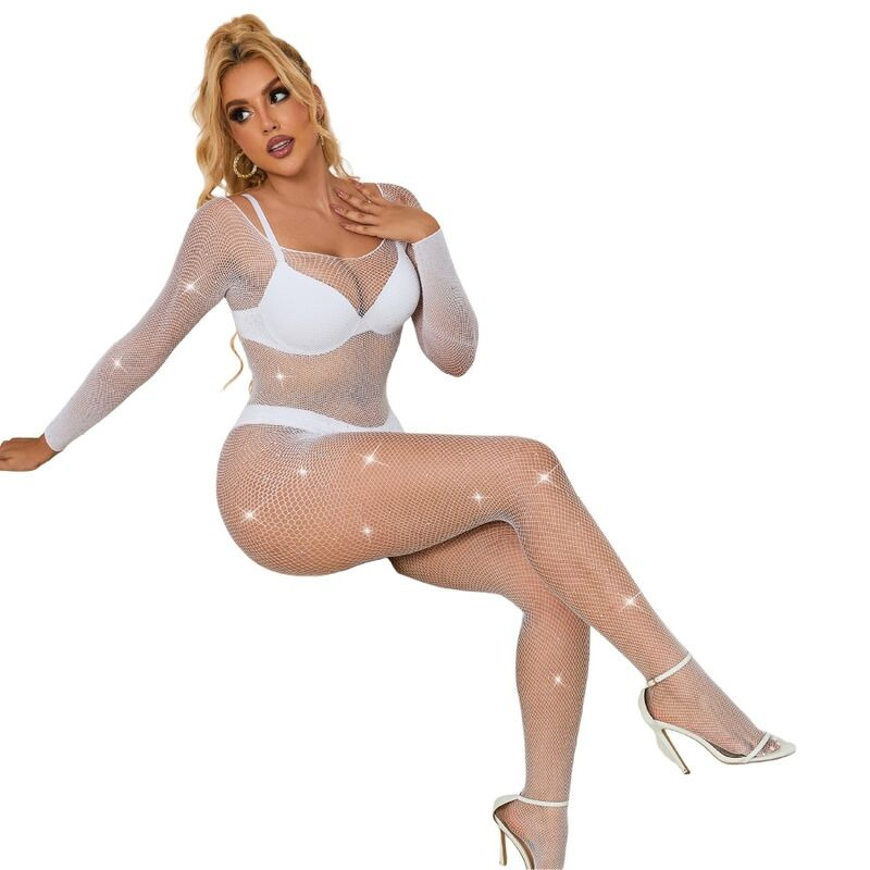 Bodystocking con Diamantes Manga Larga Blanco TU