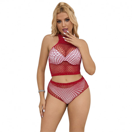 Set de Rejilla con Brillantes Rojo TU
