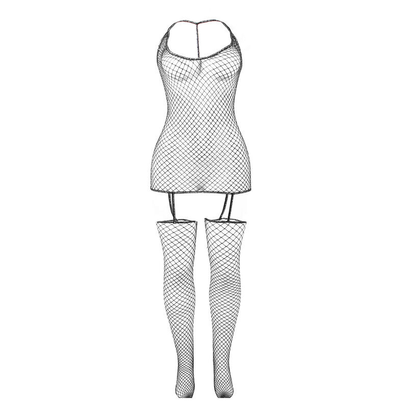 Bodystocking de Rejilla Brillante TU