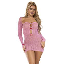 Vestido de Rejilla Rosa TU