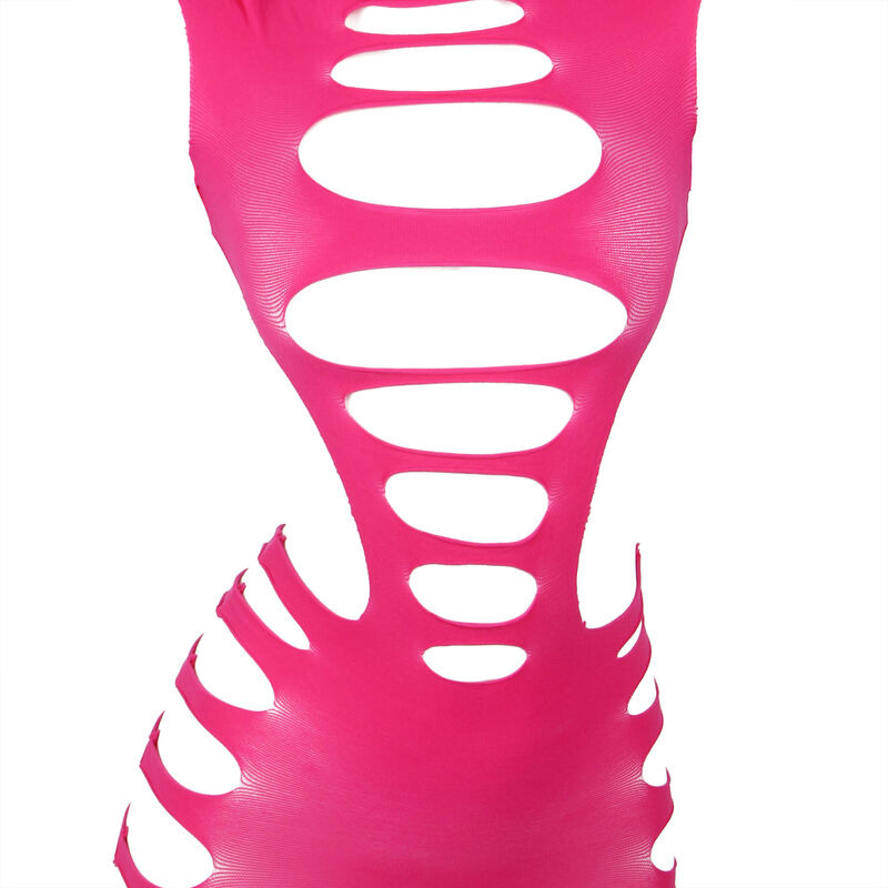 Vestido de Rejilla Manga Larga Rosa TU