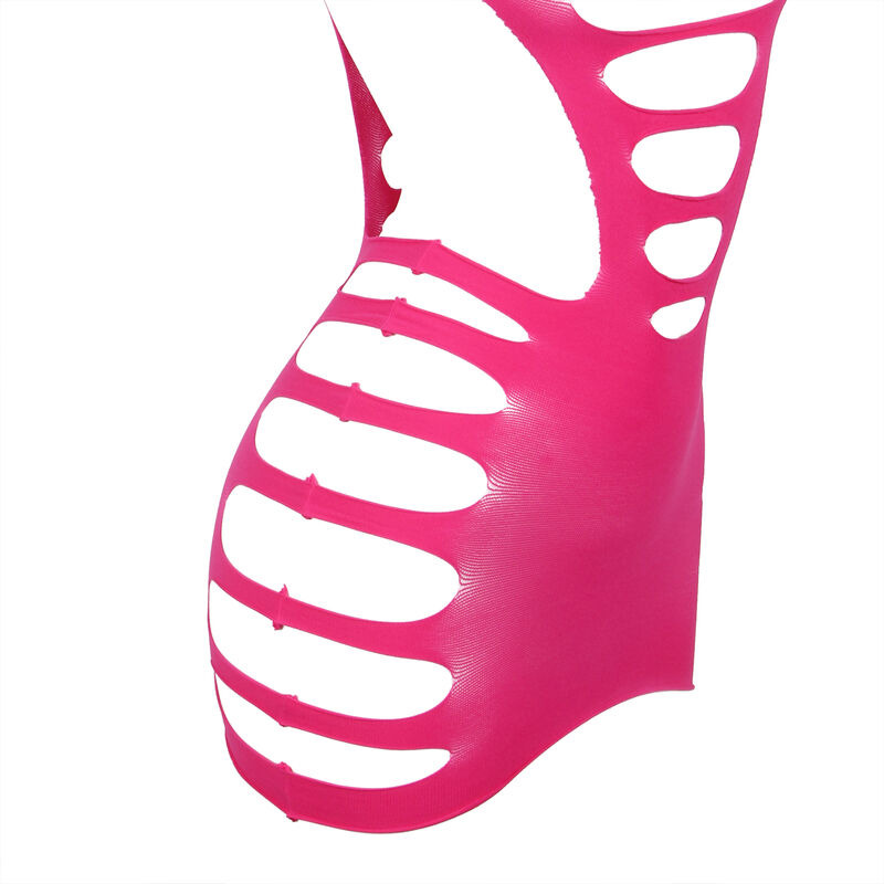 Vestido de Rejilla Manga Larga Rosa TU