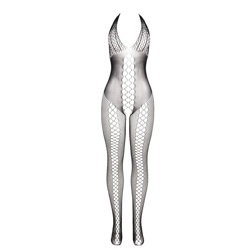 Bodystocking Espalda Abierta y Detalles Entrecruzados Negro TU