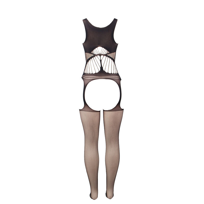 Bodystocking Crotchless con Copas y Hombros Abiertos Negro TU