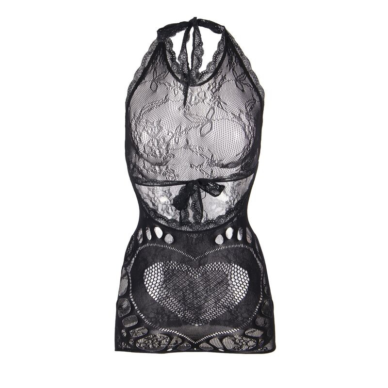 Vestido Corto con Espalda Descubierta Negro TU