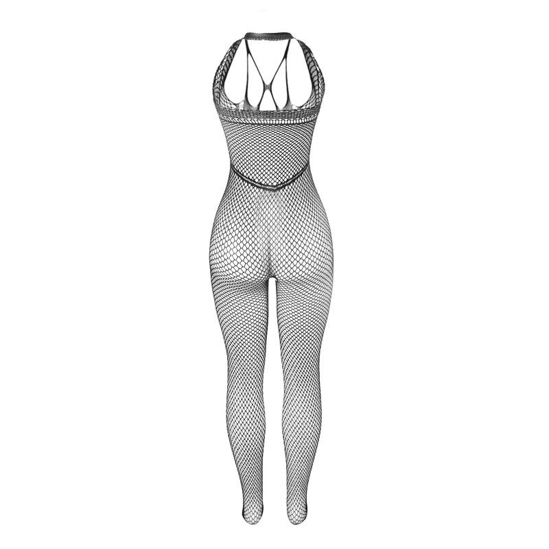 Bodystocking Largo de Rejilla Negro TU