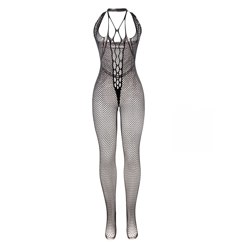 Bodystocking Largo de Rejilla Negro TU