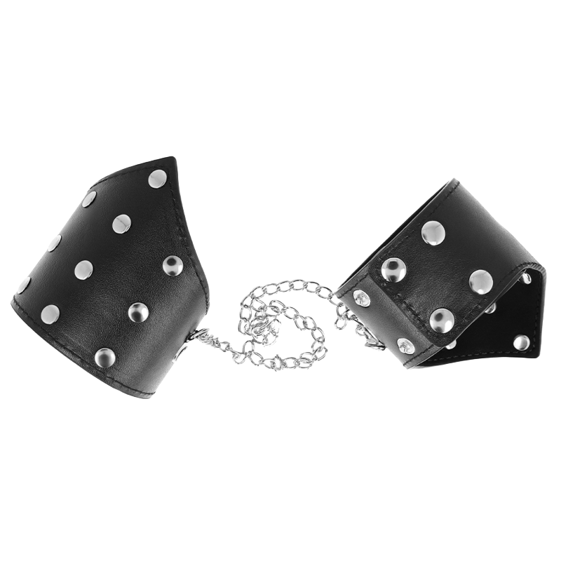 Muñequeras Estilo Puntiagudo Negras con Cadena