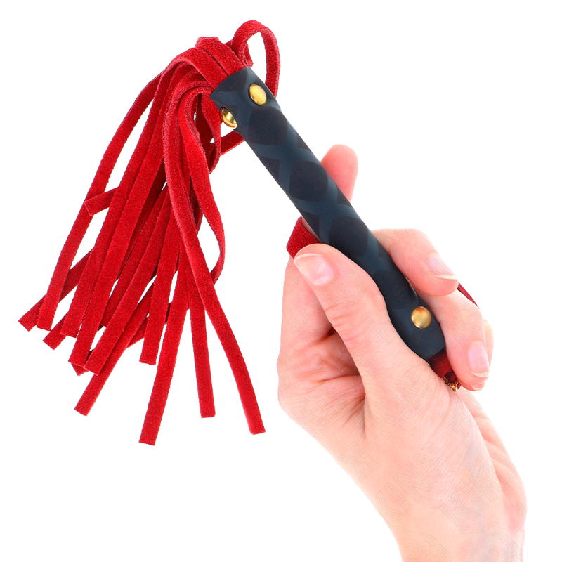Látigo Mini Piel de Ante Rojo 30cm
