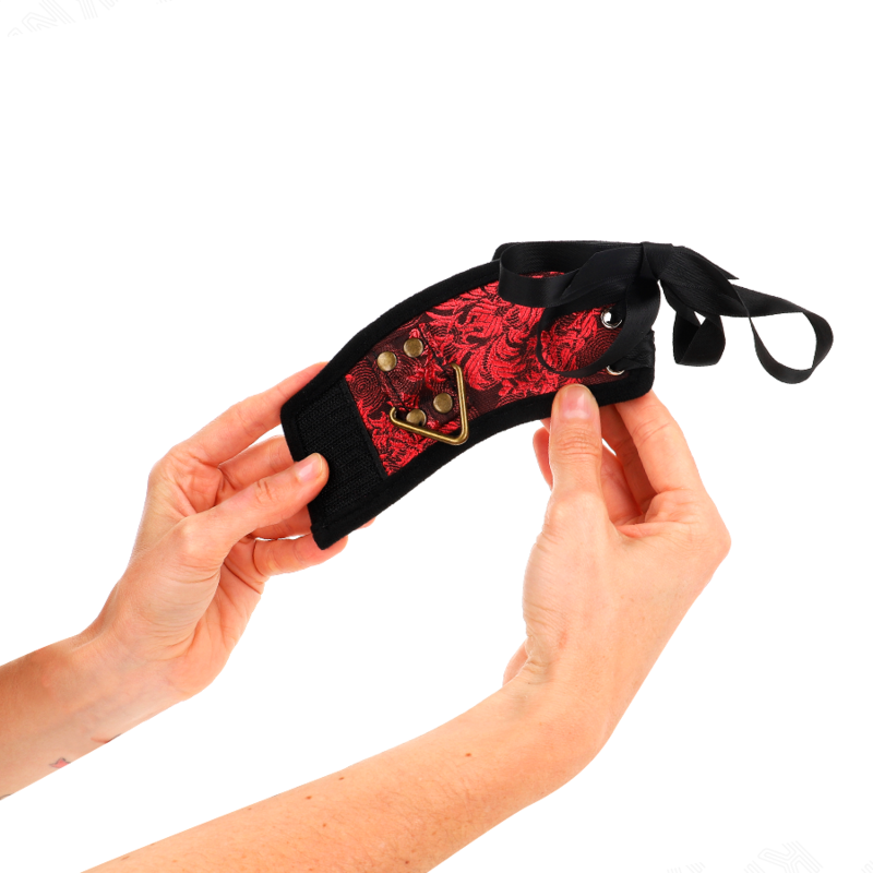 Muñequeras Diseño Escándalo Rojo-Negro con Lazo
