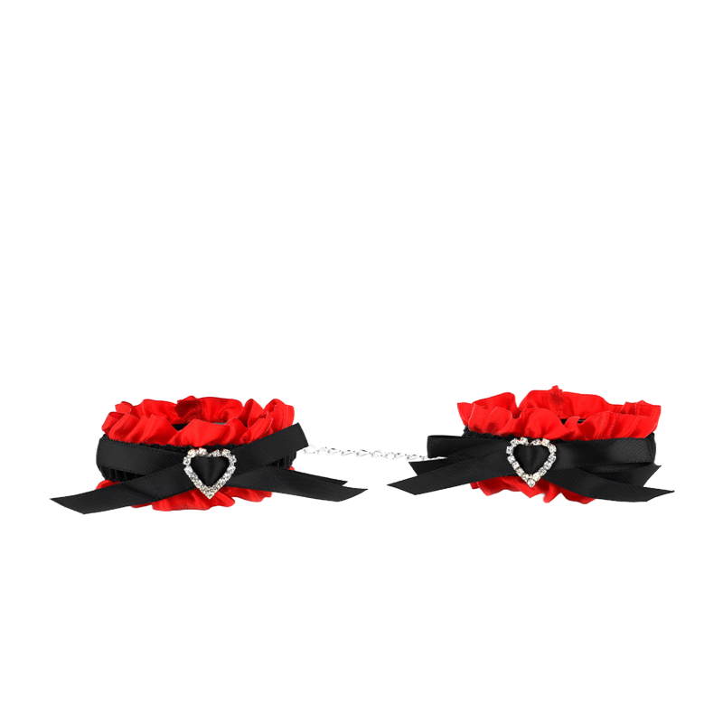 Muñequeras Elásticas de Encaje con Detalle Corazón Rojo