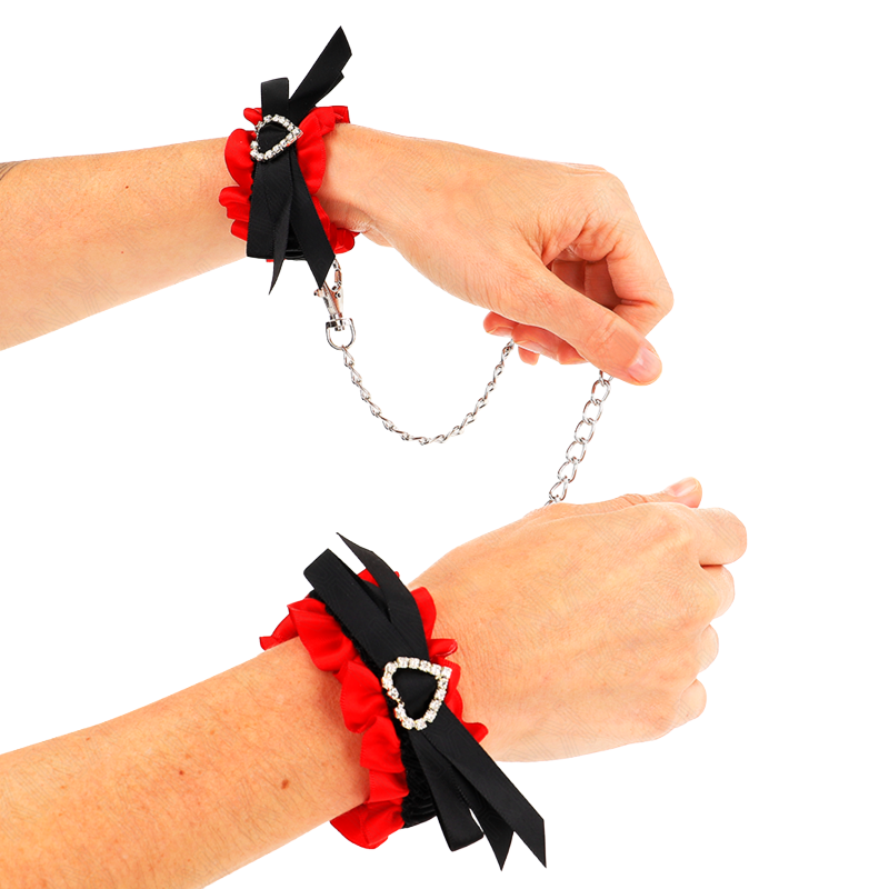 Muñequeras Elásticas de Encaje con Detalle Corazón Rojo