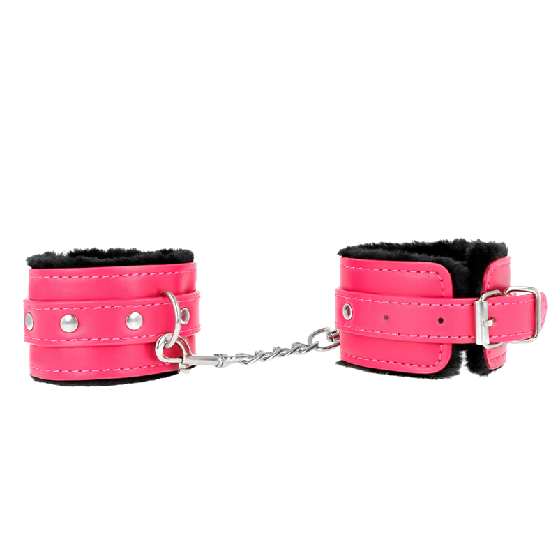 Muñequeras Forradas Premium Negro con Correa Fucsia