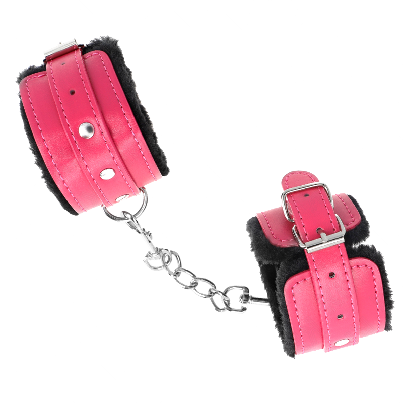 Muñequeras Forradas Premium Negro con Correa Fucsia