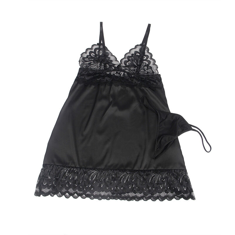 Babydoll con Estampado Floral Pecho Negro