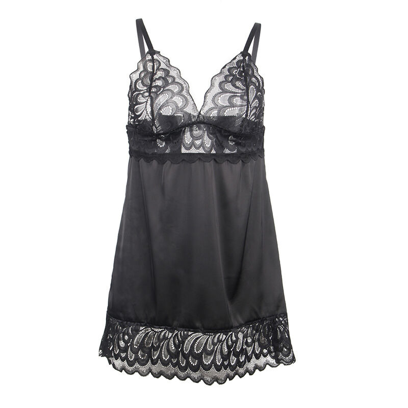Babydoll con Estampado Floral Pecho Negro