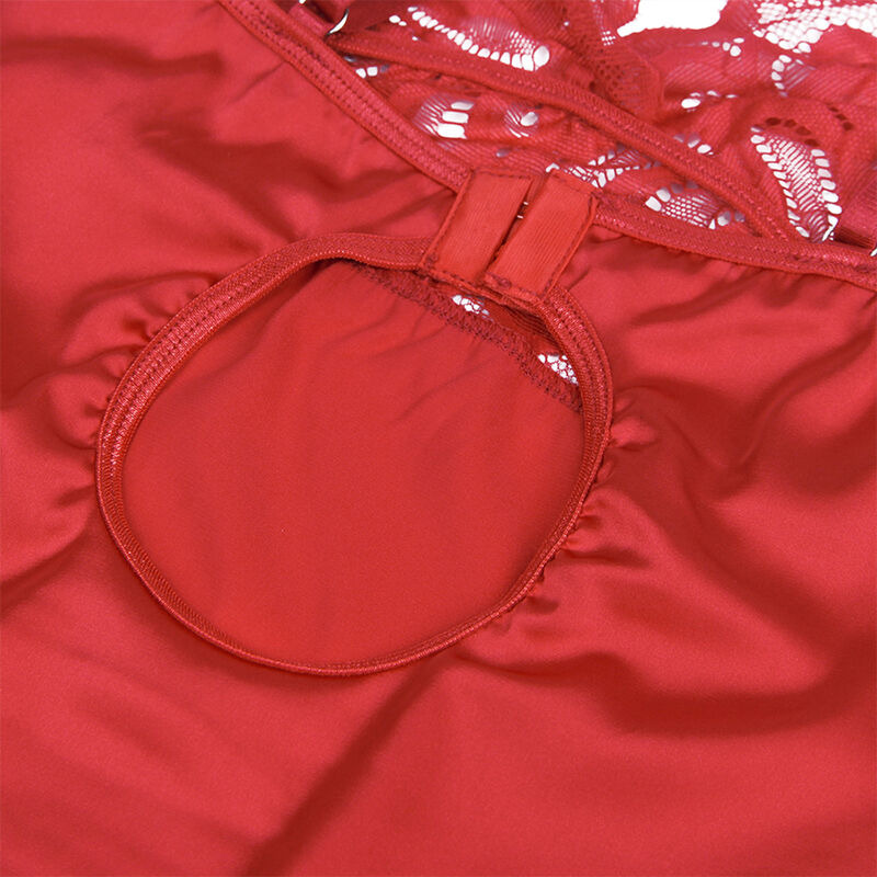 Babydoll Satinado con Encaje Rojo