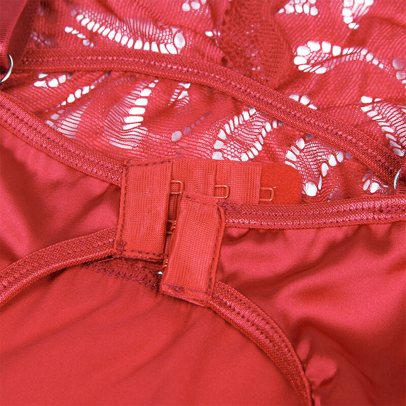Babydoll Satinado con Encaje Rojo