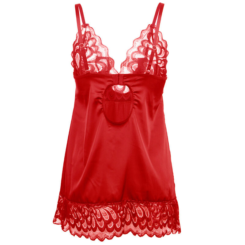 Babydoll Satinado con Encaje Rojo