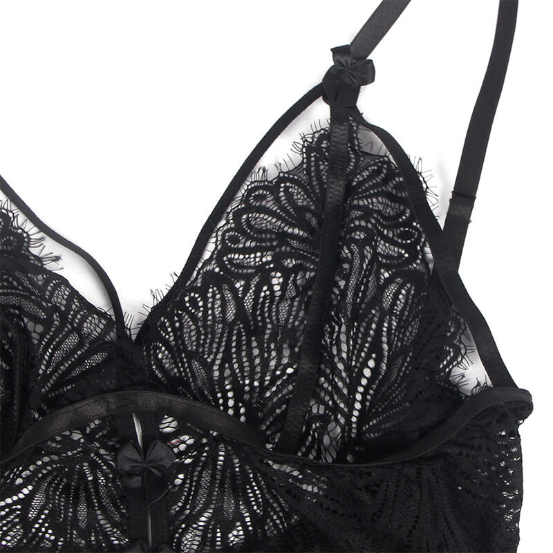 Babydoll con Tirantes Ajustables de Encaje Negro