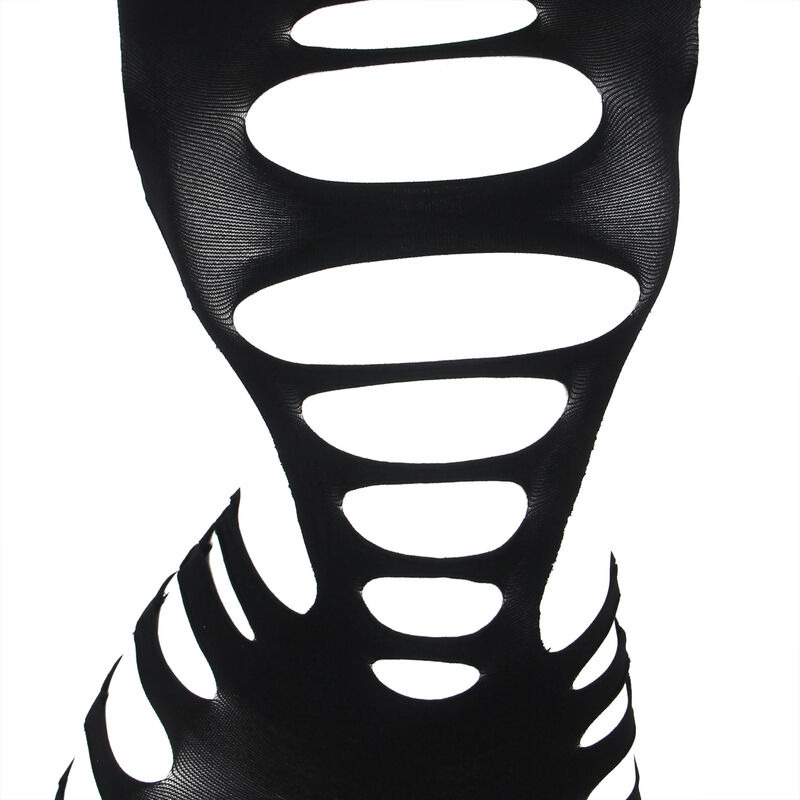 Vestido de Rejilla Manga Larga Negro