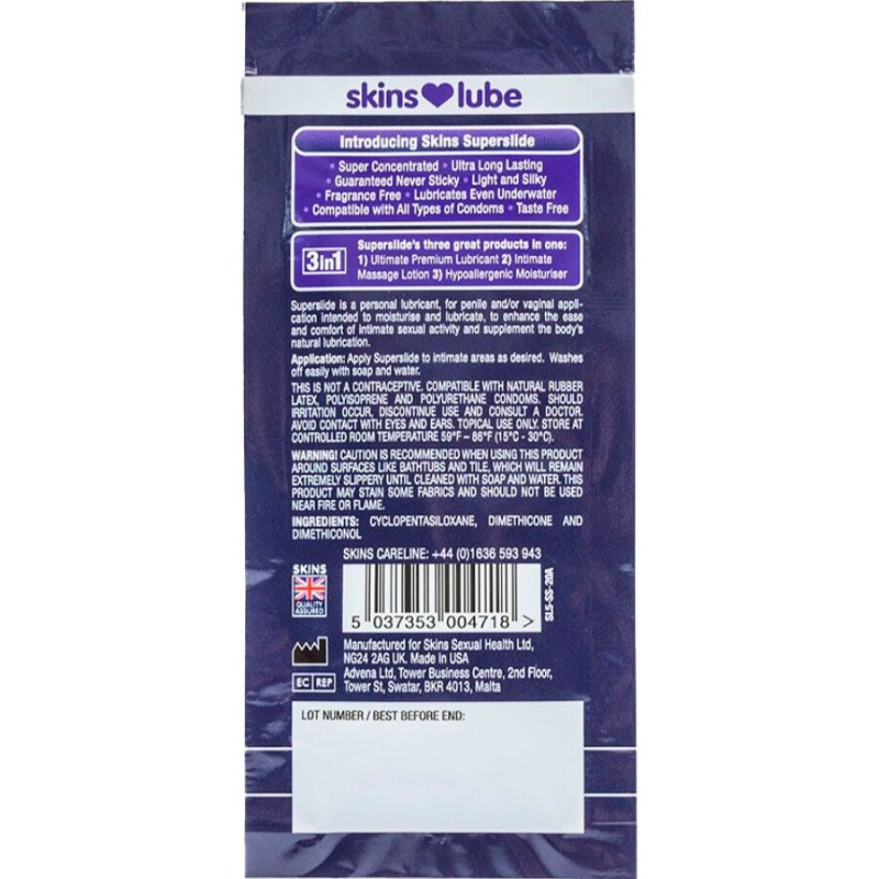 Superslide Lubricante Base Silicona Monodosis 5 ml