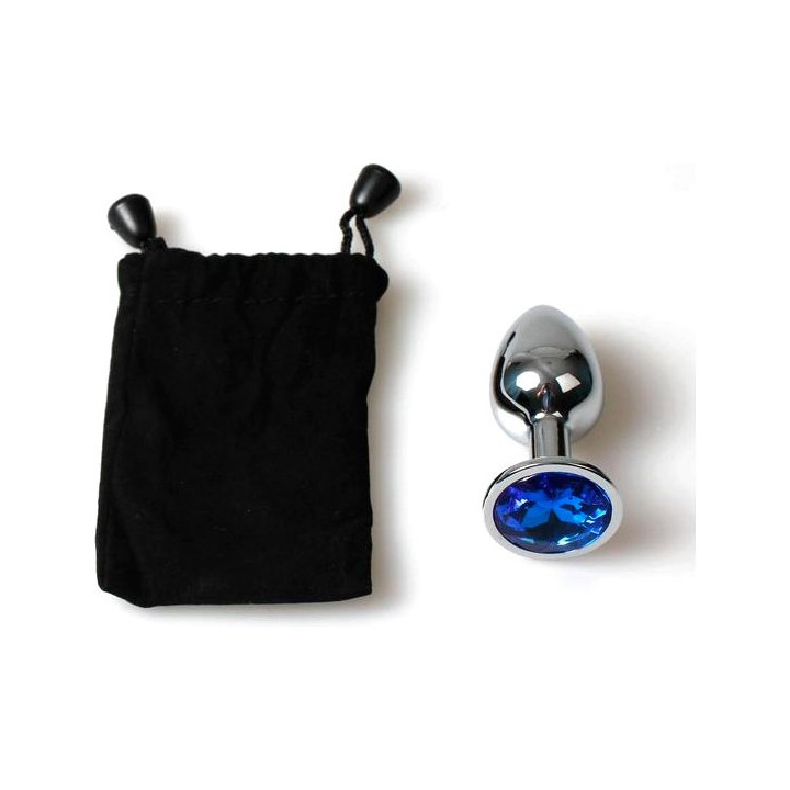 Metal Plug Anal Pequeño Azul con Bolsa