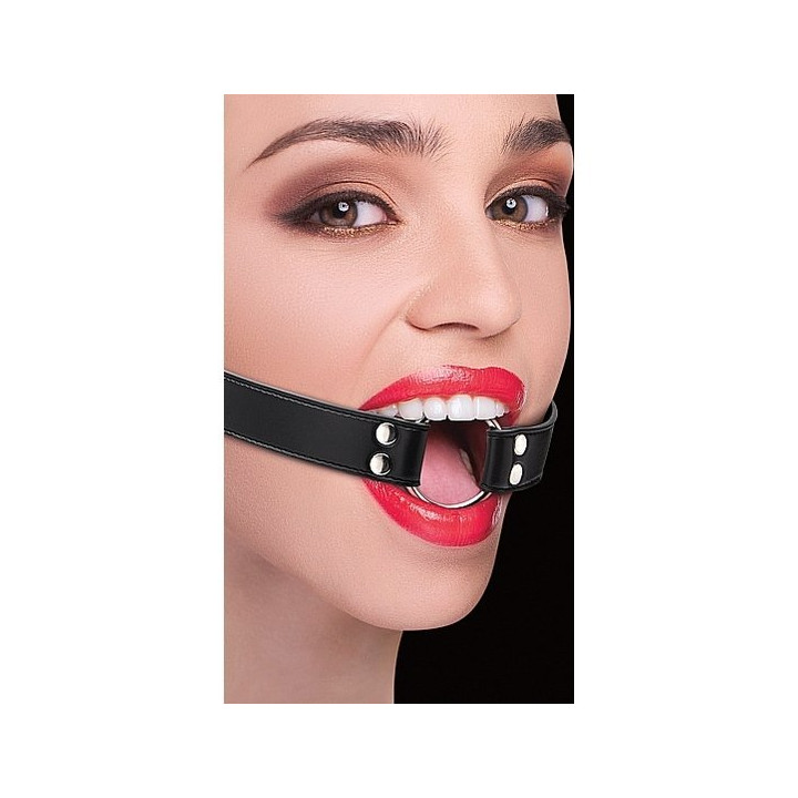 Ouch Bâillon avec Sangles en Cuir Noir
