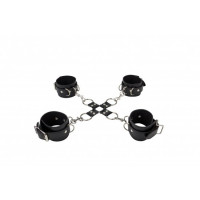 Ouch Menottes en Cuir pour les Mains et les Pieds Noir