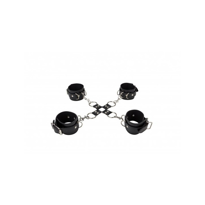 Ouch Menottes en Cuir pour les Mains et les Pieds Noir