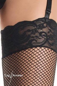 Leg Avenue Bas Résille Fine avec Dentelle