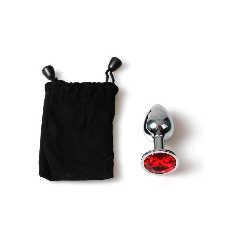 Plug Anal Métallique Moyen Rouge avec Pochette