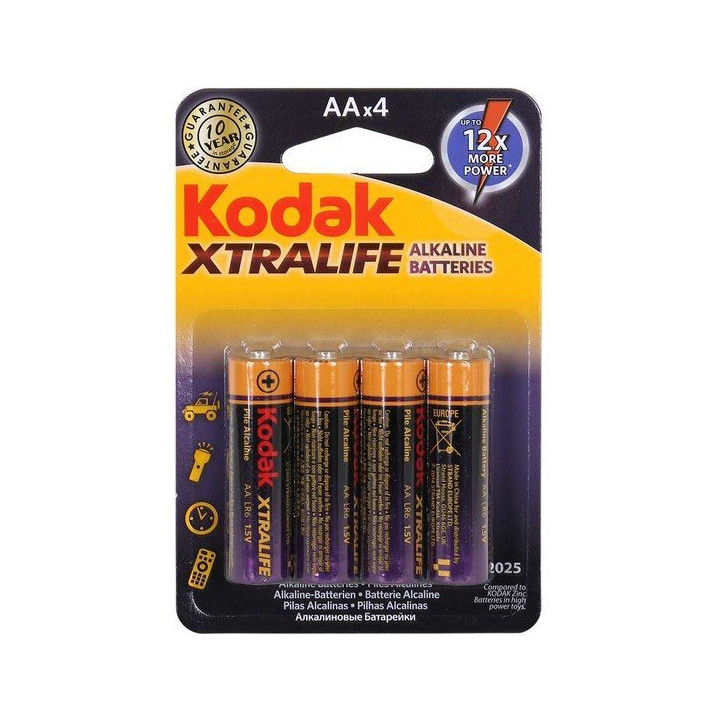 Set 4 Pilas Alkalinas AA LR6 Xtralife Kodak