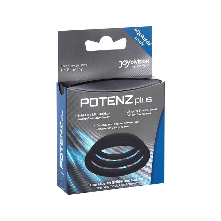 Potenzplus Kit de 3 Anneaux Pénis Noir