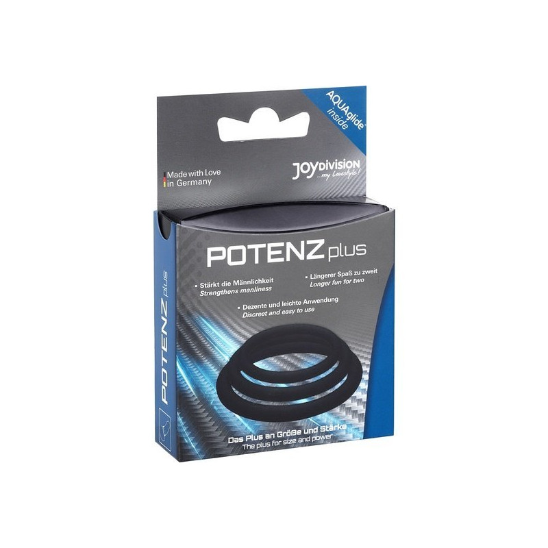 Potenzplus Kit de 3 Anneaux Pénis Noir