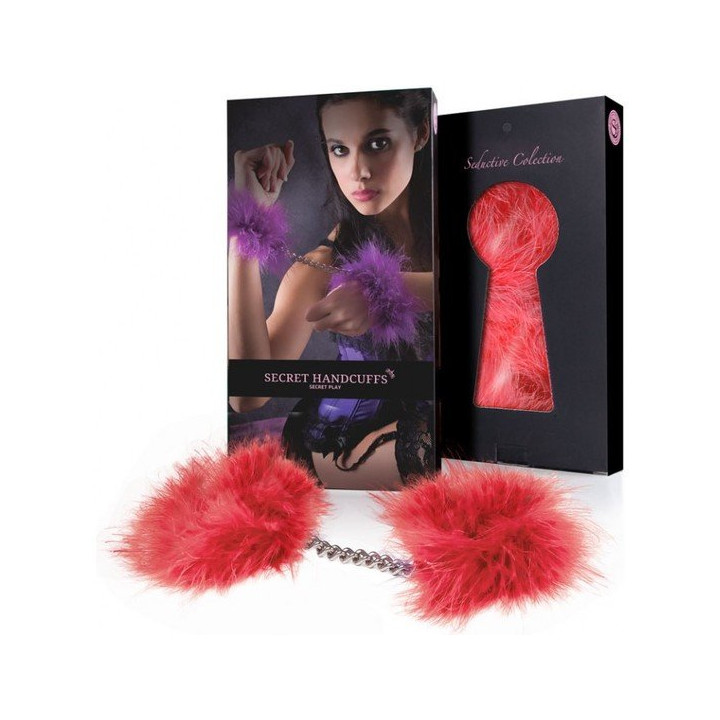 Menottes Marabout en Fourrure Rouge