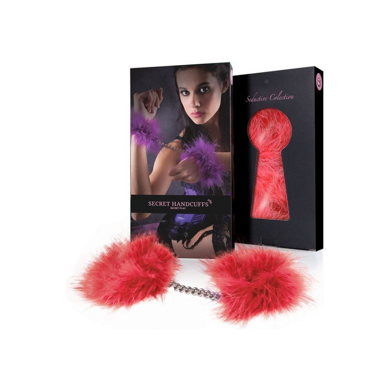 Menottes Marabout en Fourrure Rouge
