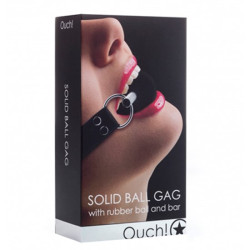 Ouch Bâillon Boule avec Sangles en Cuir Noir