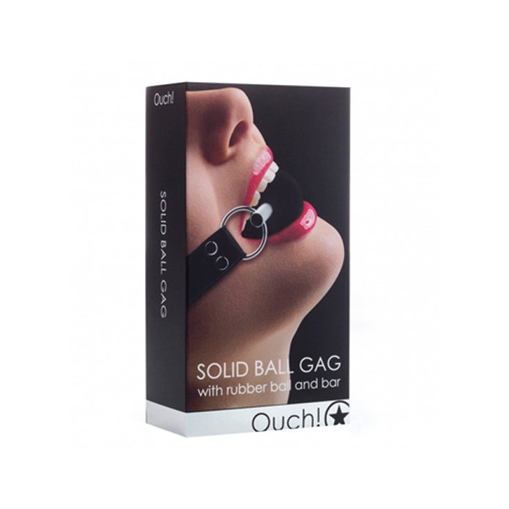 Ouch Bâillon Boule avec Sangles en Cuir Noir