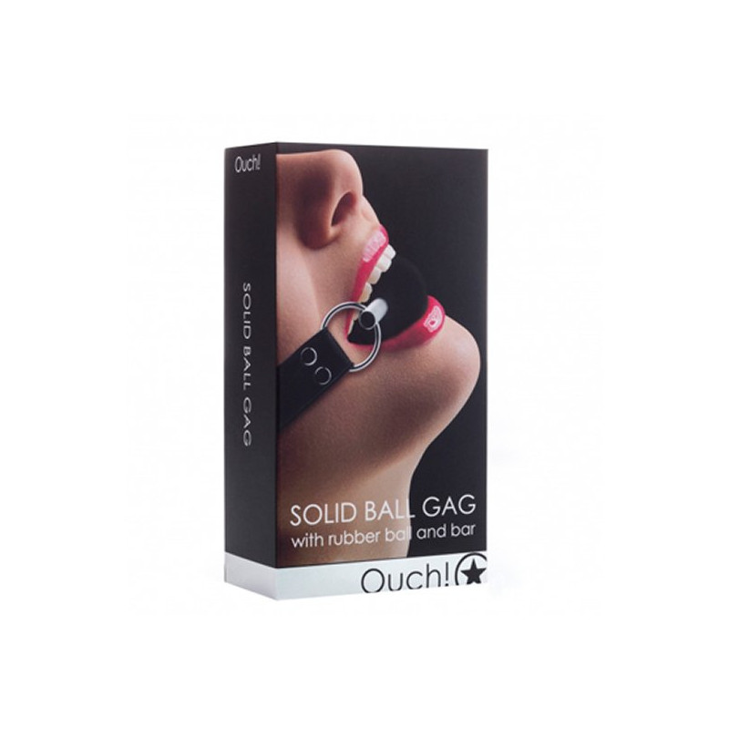 Ouch Bâillon Boule avec Sangles en Cuir Noir