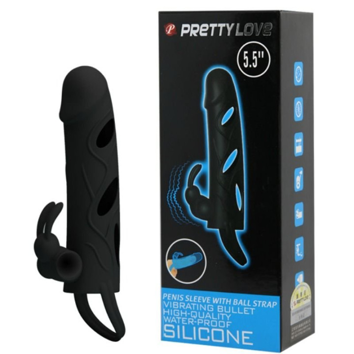 Gaine Silicone avec Vibration 14 cm Noir