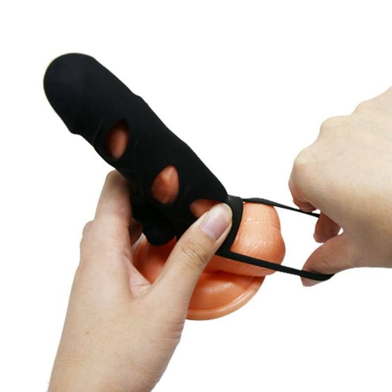 Gaine Silicone avec Vibration 14 cm Noir