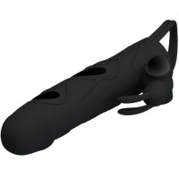 Gaine Silicone avec Vibration 14 cm Noir