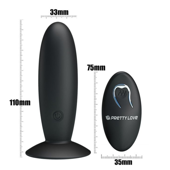 Bottom Plug Anal Rechargeable avec Vibration et Télécommande Noir