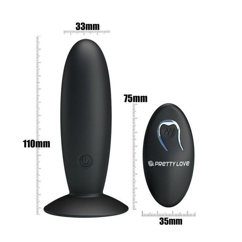 Bottom Plug Anal Rechargeable avec Vibration et Télécommande Noir