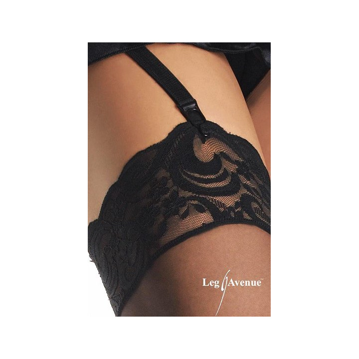 Bas en Nylon Noirs avec Dentelle Supérieure Plus