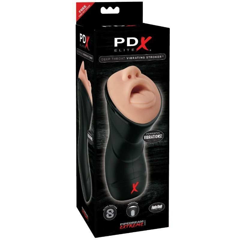 PDX Elite Stroker Réaliste Gorge Profonde avec Vibration