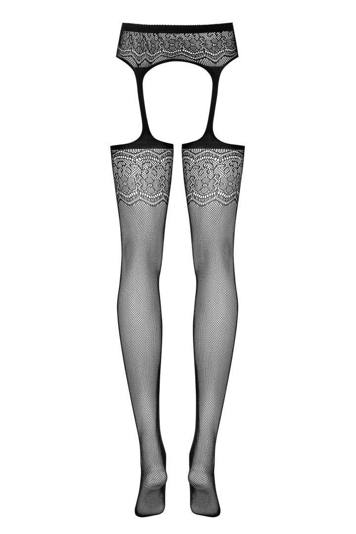 S207 Collants avec Porte-jarretelles Noir